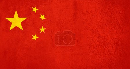 Téléchargez les photos : Chine pays Drapeau bannière sur texture grunge - en image libre de droit