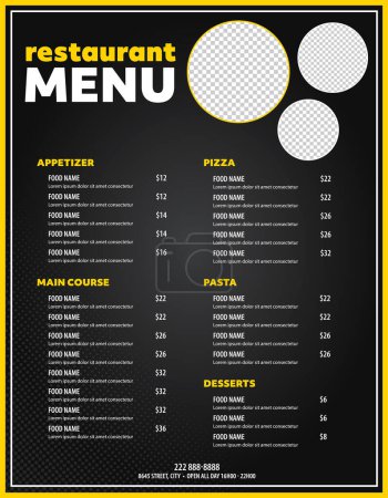 Illustration for Simple Restaurant menu modern design layout with copy space for food picture - Royalty Free Image