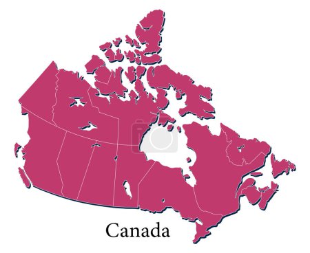 Ilustración de Pink Canada country map illustration with provinces - Imagen libre de derechos