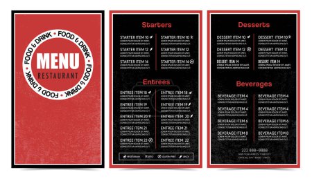 Illustration for Restaurant menu  modern design template with dietary restriction symbols  and grunge texture - Royalty Free Image
