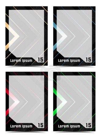 Photo for Techno player trading card photo frame border template design flyer set illustration - Royalty Free Image