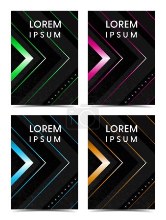 Photo for Vector geometric triangular abstract background with grunge texture posters cover set - Royalty Free Image