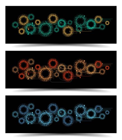 Photo for Banner design cogs and gear wheel mechanisms template. Digital technology and engineering abstract background - Royalty Free Image