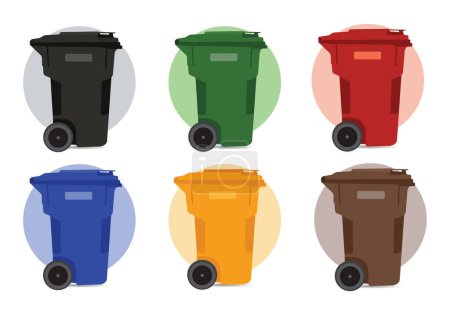 Photo for Garbage trash waste bin collect icon set illustration - Royalty Free Image