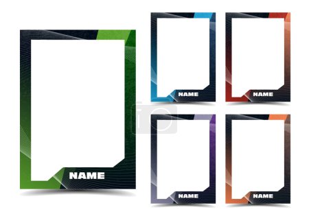 Photo for Sport player trading card picture frame border template design set with textures and shapes - Royalty Free Image
