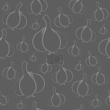 Knoblauchknolle Illustration nahtlose Muster-Vektor