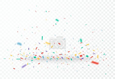 Téléchargez les illustrations : Éclatement Confettis colorés célébrations design isolé sur fond transparent - en licence libre de droit