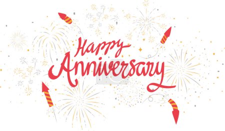 Vector Illustration of Anniversary and celebration background, bursting fireworks with stars and sparks