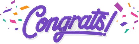 Vector Illustration of Congrats lettering text, with colorful confetti