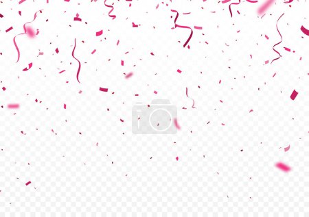 Illustration for Vector Illustration of Pink confetti, celebrations banner, isolated on transparent background - Royalty Free Image