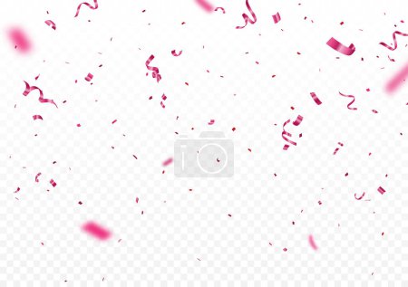 Illustration for Vector Illustration of Pink confetti, celebrations banner, isolated on transparent background - Royalty Free Image