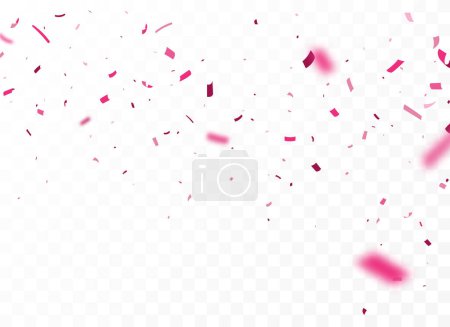 Téléchargez les illustrations : Illustration vectorielle de confettis roses, bannière de célébrations, isolé sur fond transparent - en licence libre de droit