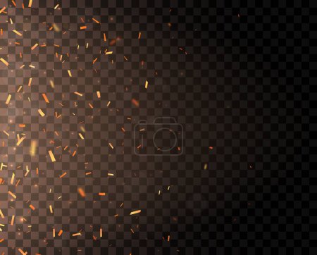 Illustration for Vector Illustration of Red confetti or fire flames burning hot sparks, isolated on transparent background - Royalty Free Image