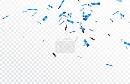 Téléchargez les illustrations : Illustration vectorielle des confettis et rubans bleus, isolés sur fond transparent - en licence libre de droit