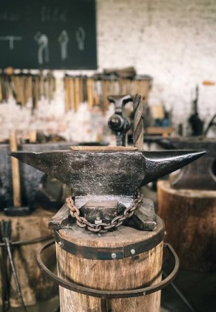 Photo for Old anvil in the workshop of a blacksmith - Royalty Free Image