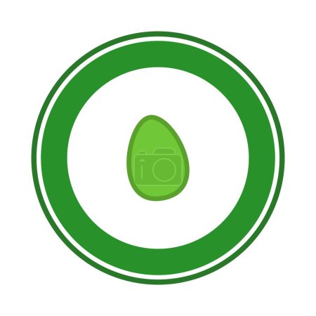 Illustration for Circular panel with fresh egg in green color on white background - Royalty Free Image