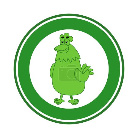 Photo for Green chicken in a circular panel on a white background - Royalty Free Image