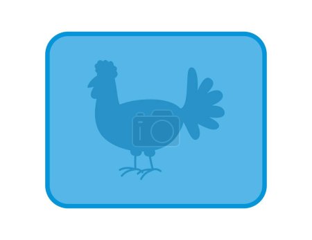 Illustration for Illustration of blue farm hen in rectangular panel with rounded edge - Royalty Free Image