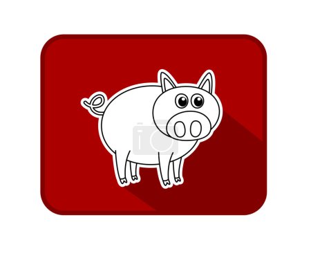 Illustration for Profile pig in red icon for butchery with white background - vector - Royalty Free Image