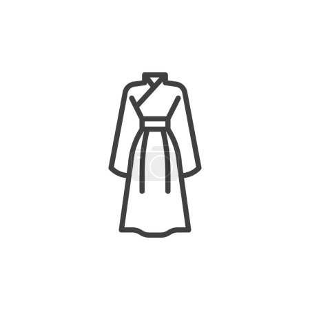 Illustration for Hanfu dress line icon. linear style sign for mobile concept and web design. Traditional Chinese dress outline vector icon. Symbol, logo illustration. Vector graphics - Royalty Free Image