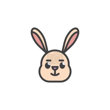 Ilustración de Conejo cara ligeramente sonriente emoticono llenado icono del contorno, signo de vector de línea, pictograma colorido lineal aislado en blanco. Símbolo, ilustración del logotipo. Gráficos vectoriales - Imagen libre de derechos