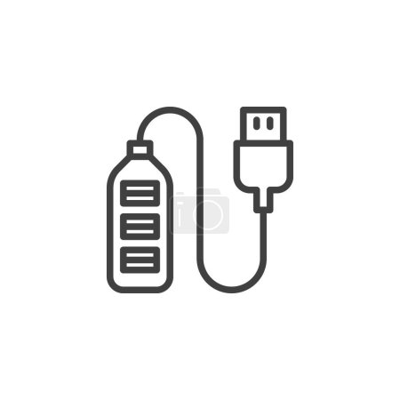 Ilustración de Icono de línea HUB USB. signo de estilo lineal para el concepto móvil y el diseño web. Escritorio USB cargador contorno icono de vector. Símbolo, ilustración del logotipo. Gráficos vectoriales - Imagen libre de derechos