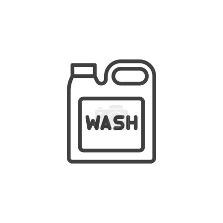 Illustration for Car wash detergent line icon. linear style sign for mobile concept and web design. Wash jerry can canister outline vector icon. Symbol, logo illustration. Vector graphics - Royalty Free Image