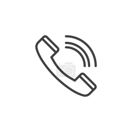Ilustración de Icono de línea telefónica. signo de estilo lineal para el concepto móvil y el diseño web. Icono de vector de contorno de llamada telefónica. Símbolo, ilustración del logotipo. Gráficos vectoriales - Imagen libre de derechos
