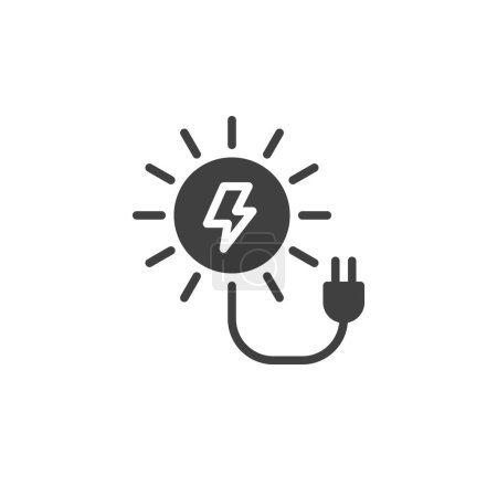 Solar power vector icon. Sun with plug filled flat sign for mobile concept and web design. Solar energy glyph icon. Symbol, logo illustration. Vector graphics