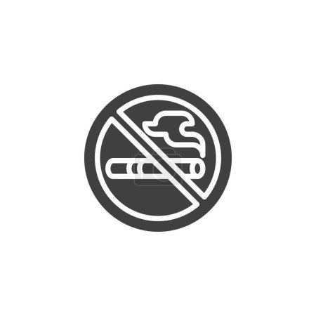 Téléchargez les illustrations : No smoking vector icon. filled flat sign for mobile concept and web design. No cigarette smoke glyph icon. Symbol, logo illustration. Vector graphics - en licence libre de droit