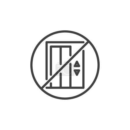 Illustration for Do not use elevator line icon. linear style sign for mobile concept and web design. No lift outline vector icon. Symbol, logo illustration. Vector graphics - Royalty Free Image