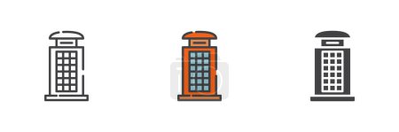 Illustration for Telephone booth different style icon set. Line, glyph and filled outline colorful version, outline and filled vector sign. Symbol, logo illustration. Vector graphics - Royalty Free Image