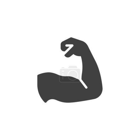 Ilustración de Mano icono vector muscular. Brazo bíceps llenas signo plano para el concepto móvil y el diseño web. Icono de glifo de mano fuerte. Símbolo del gimnasio, ilustración del logotipo. Gráficos vectoriales - Imagen libre de derechos
