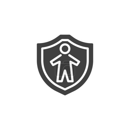 Life insurance vector icon. Personal protection filled flat sign for mobile concept and web design. Shield with man glyph icon. Symbol, logo illustration. Vector graphics