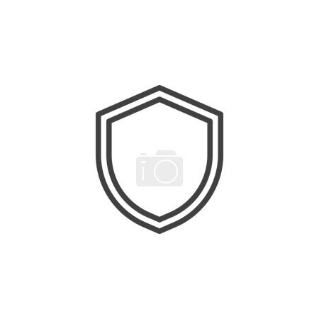 Illustration for Security shield line icon. linear style sign for mobile concept and web design. Protection shield outline vector icon. Defence, guard symbol, logo illustration. Vector graphics - Royalty Free Image