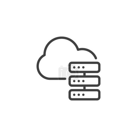 Ilustración de Icono de línea de servidor Cloud. signo de estilo lineal para el concepto móvil y el diseño web. Cloud data storage outline vector icon. Símbolo, ilustración del logotipo. Gráficos vectoriales - Imagen libre de derechos