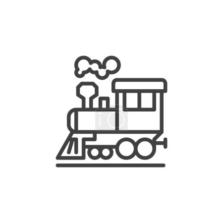 Steam train line icon. linear style sign for mobile concept and web design. Amusement park train outline vector icon. Symbol, logo illustration. Vector graphics