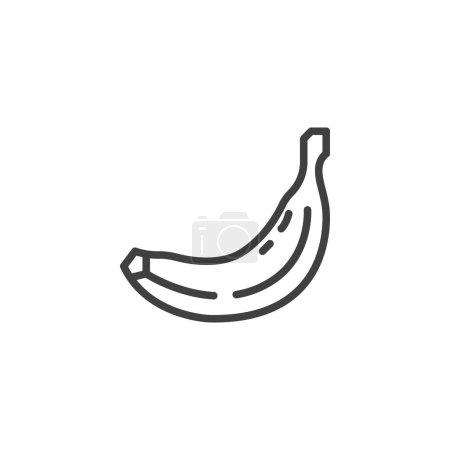 Téléchargez les illustrations : Ligne de fruits de banane icône. signe de style linéaire pour concept mobile et web design. Icône vectorielle de contour banane. Symbole, illustration du logo. Graphiques vectoriels - en licence libre de droit