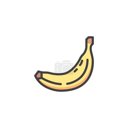 Icône de contour remplie de fruits de banane, signe vectoriel linéaire, pictogramme coloré linéaire isolé sur blanc. Symbole, illustration du logo. Graphiques vectoriels
