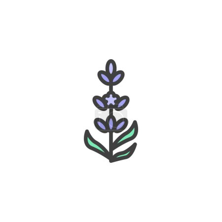 Ilustración de Icono de contorno lleno de flor de lavanda, signo de vector de línea, pictograma lineal colorido aislado en blanco. Símbolo, ilustración del logotipo. Gráficos vectoriales - Imagen libre de derechos