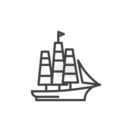 Mayflower ship line icon. linear style sign for mobile concept and web design. Pilgrims ship outline vector icon. Symbol, logo illustration. Vector graphics