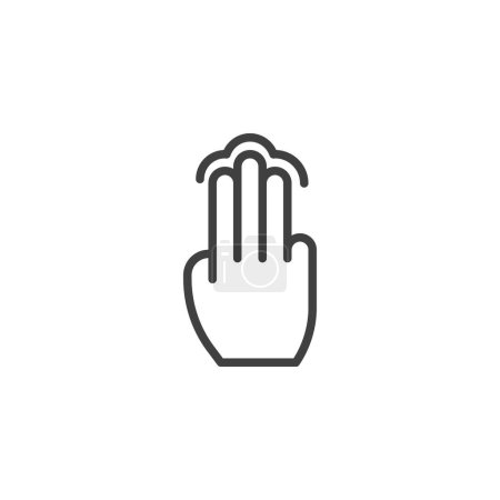 Téléchargez les illustrations : Trois doigts Appuyez sur l'icône de la ligne de geste. signe de style linéaire pour concept mobile et web design. Icône vectorielle à trois doigts. Symbole, illustration du logo. Graphiques vectoriels - en licence libre de droit