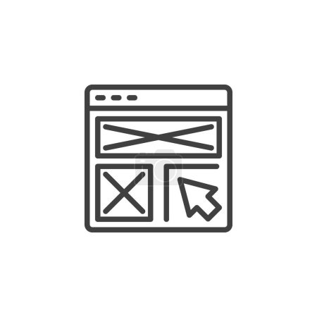 Web interface design line icon. linear style sign for mobile concept and web design. Clickable Prototype outline vector icon. Symbol, logo illustration. Vector graphics