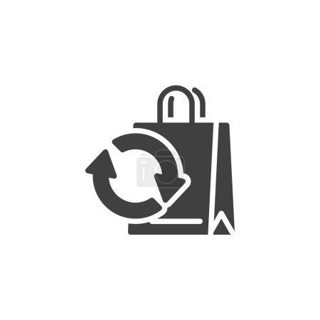 Austausch von Warenvektorsymbolen. Einkaufstasche mit pfeilgefülltem Flachschild für mobiles Konzept und Webdesign. Einfache Rückkehr Glyphen-Symbol. Symbol, Logoabbildung. Vektorgrafik