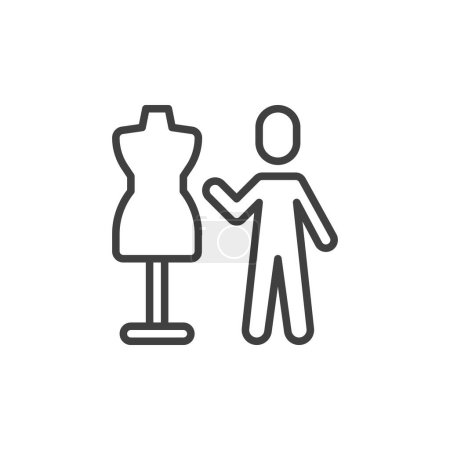 Illustration for Tailor and dummy line icon. linear style sign for mobile concept and web design. Sewing mannequin and tailor outline vector icon. Symbol, logo illustration. Vector graphics - Royalty Free Image