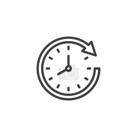 Illustration for Running Out of Time line icon. linear style sign for mobile concept and web design. Clock and arrow around outline vector icon. Symbol, logo illustration. Vector graphics - Royalty Free Image