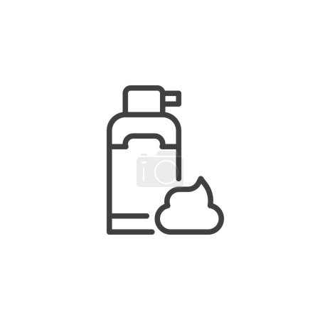Illustration for Shaving cream bottle line icon. linear style sign for mobile concept and web design. Shaving foam dispenser outline vector icon. Symbol, logo illustration. Vector graphics - Royalty Free Image