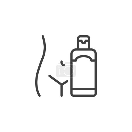 Illustration for Intimate hygiene gel line icon. linear style sign for mobile concept and web design. Body Lotion bottle outline vector icon. Symbol, logo illustration. Vector graphics - Royalty Free Image