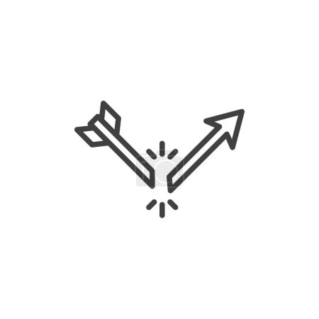 Illustration for Broken Arrow line icon. linear style sign for mobile concept and web design. Arrow with a break outline vector icon. Disruption or discontinuity symbol, logo illustration. Vector graphics - Royalty Free Image