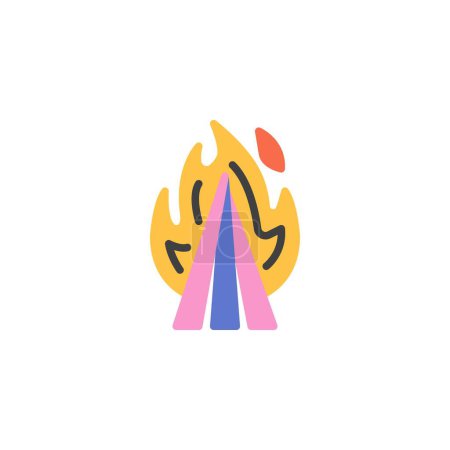 Ilustración de Burning novruz hoguera icono plano, signo vectorial, pictograma colorido aislado en blanco. Símbolo, ilustración del logotipo. Diseño de estilo plano - Imagen libre de derechos
